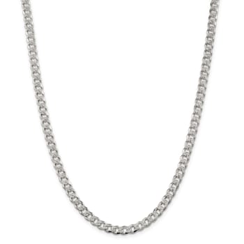 Sterling Silver 5.5mm Pavé Curb Chain