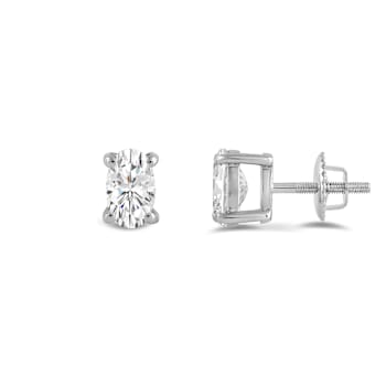 White Cubic Zirconia 14k White Gold Studs With Velvet Gift Box 0.50ctw