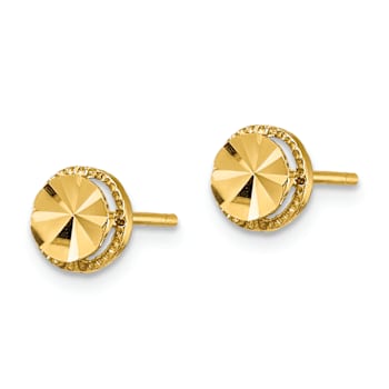 14k Yellow Gold Diamond-Cut 6.25mm Round Stud Earrings