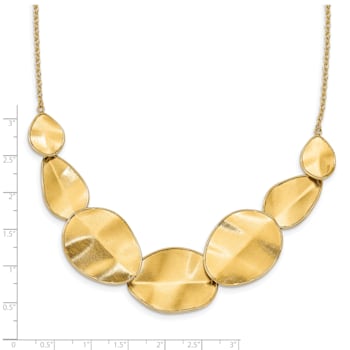 14K Yellow Gold Polished Textured with 2-inch Extension Necklace