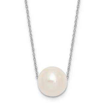 Freshwater Cultured Pearl Station Necklace In 10K White Gold 17 Inch