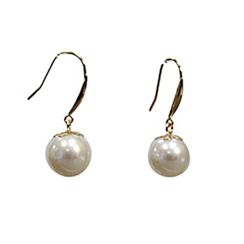 18KY  9mm Cultured Pearls Drop Earrings