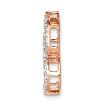 14k Rose Gold and Rhodium Over 14k Rose Gold Diamond Om Chain Slide Pendant