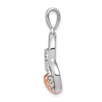 14k White Gold and 14k Rose Gold Diamond Entwined Hearts Pendant
