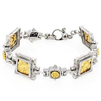 Two-tone Venetian Glass Bracelet In 18K Gold And Sterling Silver