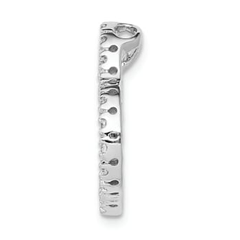Rhodium Over 14k White Gold Diamond Curved Heart Chain Slide Pendant