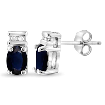 Black Sapphire Rhodium Over Sterling Silver Earrings 1.10ctw