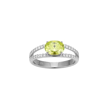 Green And White Cubic Zirconia Platinum Over Sterling Silver Ring 2.41ctw