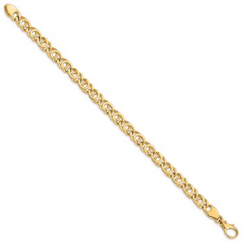 10k Yellow Gold 7mm Hand Polished Fancy Link Bracelet