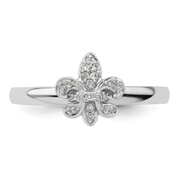 Sterling Silver Stackable Expressions Fleur De Lis Diamond Ring