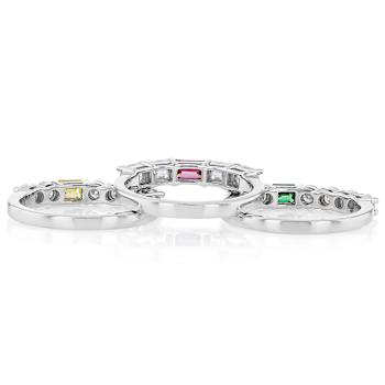 Multi-Color Moissanite Stackable Ring Set In Platinum-Enhanced Sterling
Silver 2.85ctw Diamond Equivalent Weight
