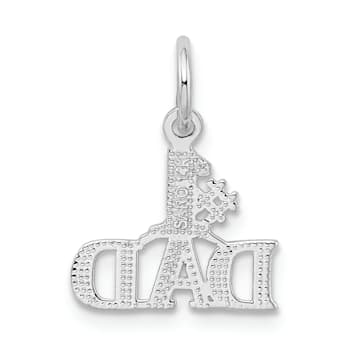 Rhodium Over 14K White Gold Number 1 DAD Charm