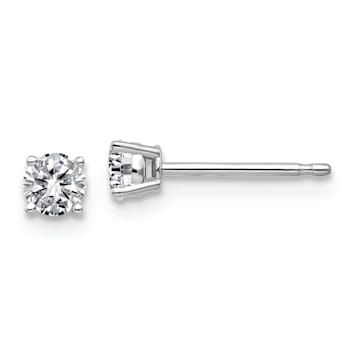 Rhodium Over 14K White Gold 1/3ct. 3.5mm Round J-K Color Moissanite Earrings