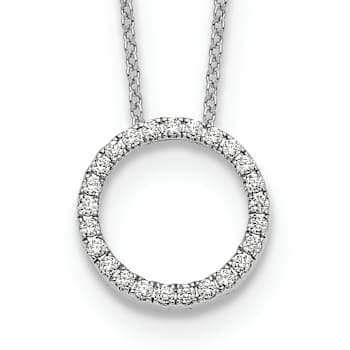 Rhodium Over 10k White Gold 0.25 ctw Diamond Circle Pendant with 18 inch
Cable Chain