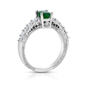 1.31ctw Emerald and Diamond Ring in 14k White Gold
