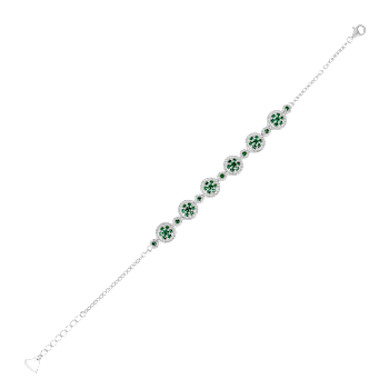 Green Lab Created Emerald and Lab Created White Sapphire Halo Rhodium
Over Sterling Silver Bracelet