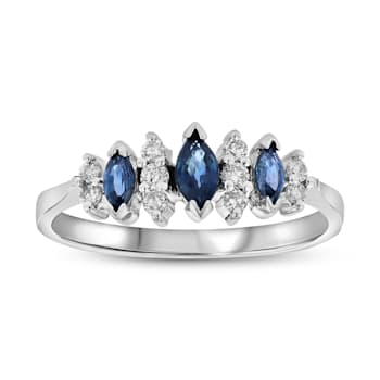 0.55ctw Marquise Sapphire and Diamond Ring in 14k White Gold