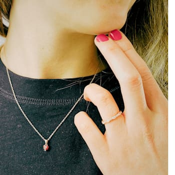 Garnet 14K Rose Gold Over Sterling Silver Heart Shape Pendant With Chain