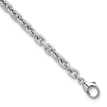 Rhodium Over Sterling Silver 4.0mm Cable 8 Inch Chain