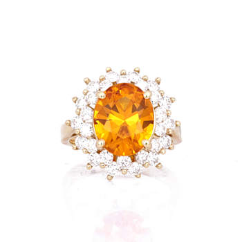4.85 Ctw Yellow Sapphire and 1.70 Ctw Diamond Ring in 14K YG