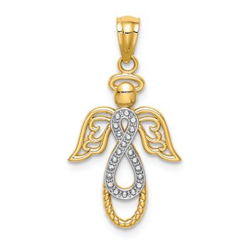 14k Two-tone Gold Infinity Angel Pendant