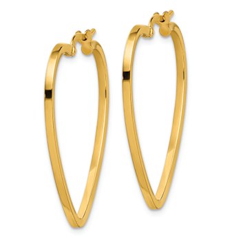 14k Yellow Gold 1 5/16" Polished Heart Hoop Earrings