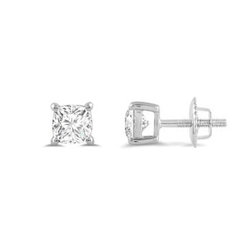 White Cubic Zirconia 14k White Gold Studs With Velvet Gift Box 0.50ctw