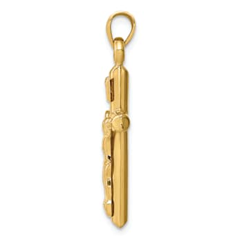14K Yellow Gold Hollow Crucifix Pendant