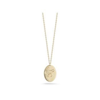 Bellissima Gold 14K Yellow Gold Snake Oval Disc Pendant Necklace