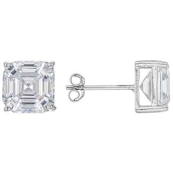 Asscher-Cut CZ Earring Set In Sterling Silver