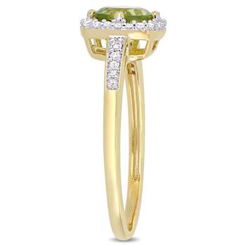 Peridot and Diamond 10K Yellow Gold Ring 1.06ctw