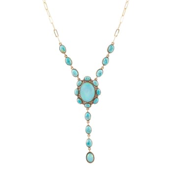 Barse Jewelry Aurora Blue Opal Golden Y Necklace