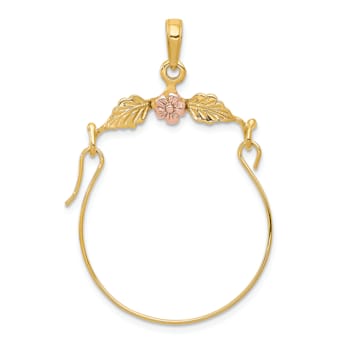 14K Two-tone Leaves with Flower Charm Holder