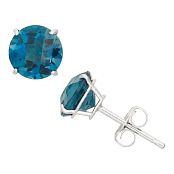 London Blue Topaz 10K White Gold Stud Earrings 2.00ctw
