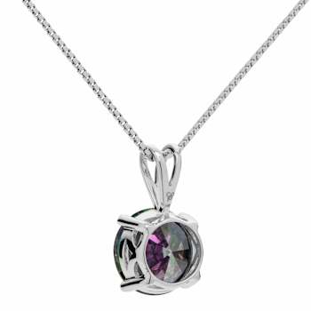 Multi-color Cubic Zirconia 14k White Gold Pendant With Chain 2.00ctw