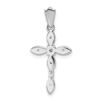 Rhodium Over 14k White Gold Diamond Cross Pendant