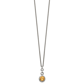 Sterling Silver with Gold-tone Flash Gold-plated Citrine Necklace