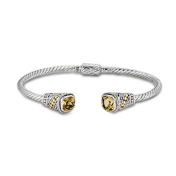 Citrine Twisted Cable Cuff Bracelet In Sterling Silver With 18K Gold
Accents 4.50ctw