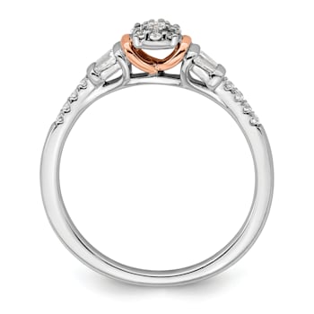 14K Two-tone White and Rose Gold Cluster Diamond Engagement Ring 0.11ctw
