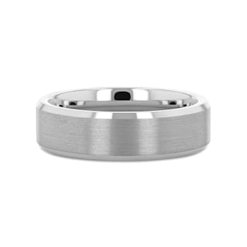 SHEFFIELD Flat Beveled Edges Tungsten Ring with Brushed Center 6mm