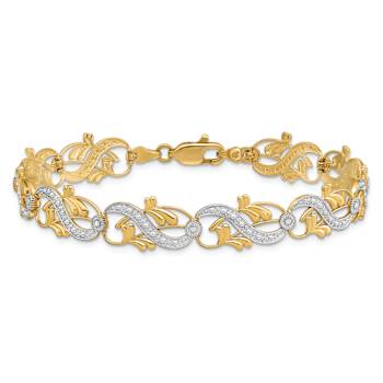 14K Two-tone Gold Diamond-Cut Fancy Link Bracelet