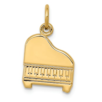 14k Yellow Gold Textured Piano Pendant