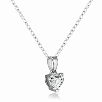 Moissanite Sterling Silver Heart Shape Pendant With Chain