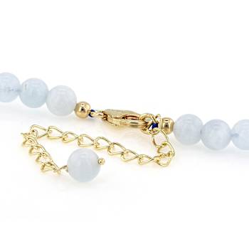 Aquamarine Bead Enhancer Necklace In 18K Gold Over Sterling Silver