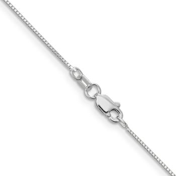 Rhodium Over 14k White Gold 0.7mm Solid Box 28 Inch Chain