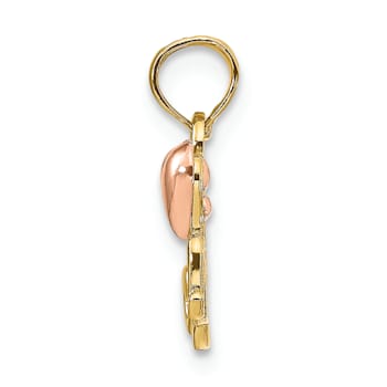 14K Two-tone MOM with Heart Pendant