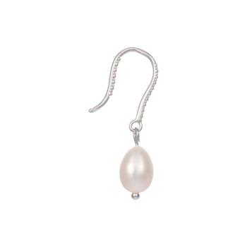 Pear Shape Saltwater Pearl Drop Earrings In Sterling Silver