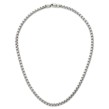 Rhodium Over Sterling Silver Polished 5.0mm Box 20 Inch Chain