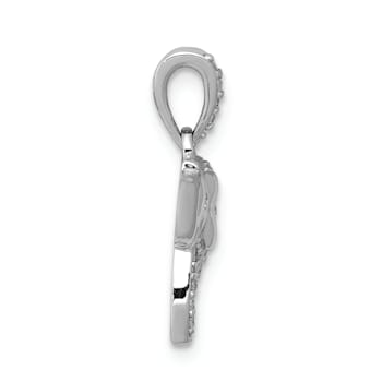 Rhodium Over 14k White Gold Diamond Elephant Pendant