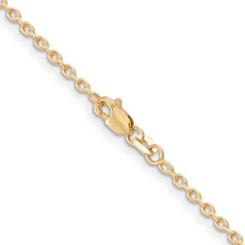 14K Yellow Gold 2mm Round Open Link Cable Chain